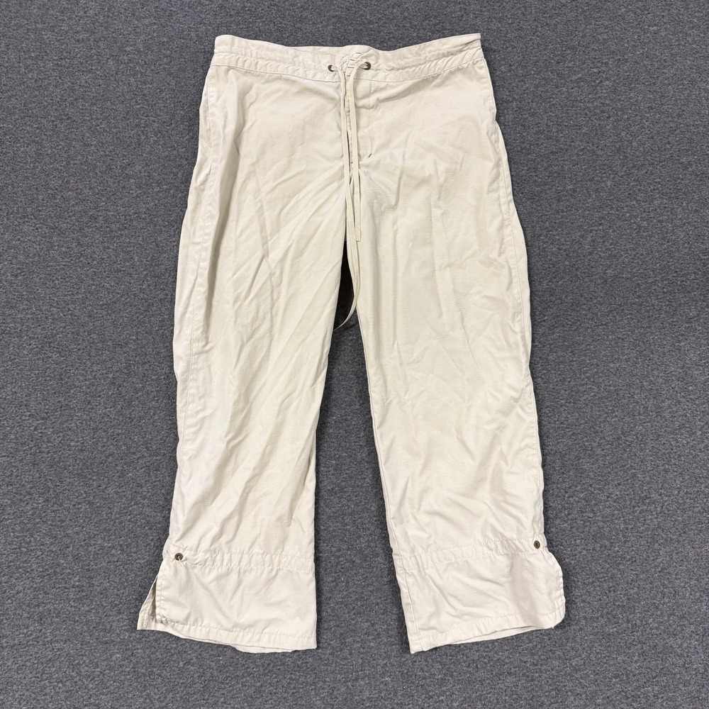 Modern Athleta Nylon Drawstring Pants Womens XS Beige Excellent Cropped Utility